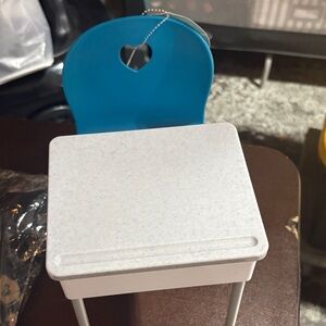 Blue and White doll Chair with Desk